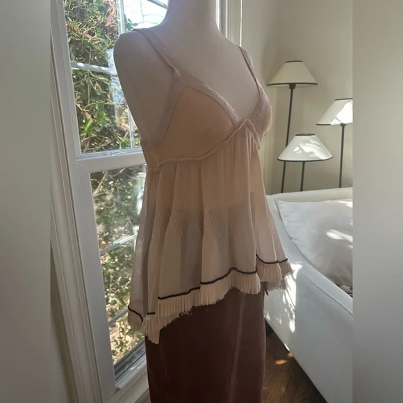 RARE FP ONE Ballet Pink Sheer Babydoll Top BEAUTIFUL DREAMY Sz XS - Picture 9 of 17